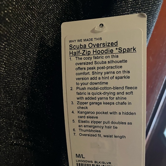 NWT lululemon Scuba Oversized Half-Zip Hoodie *Spark Black/Silver M/L - Picture 3 of 3